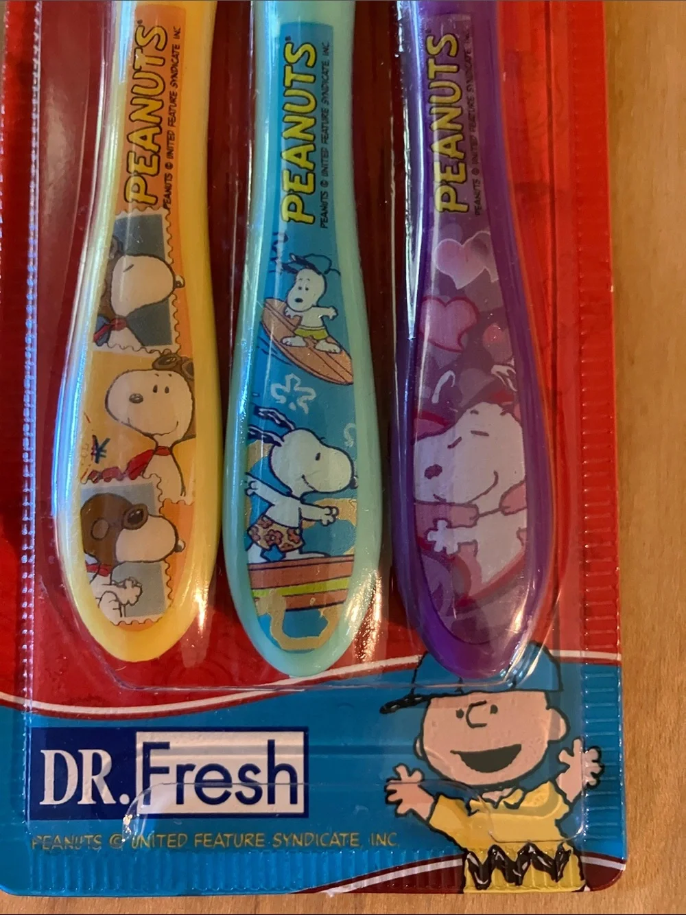 Peanuts Kids Toothbrush 3-Pack Soft — Yellow, Teal, Purple